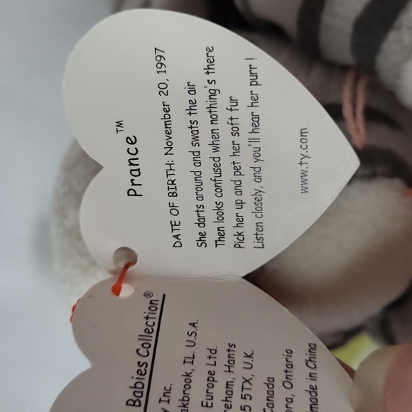 Prance Ty Beanie Baby 1997 vintage plush gray stripe cat - Picture 7 of 9